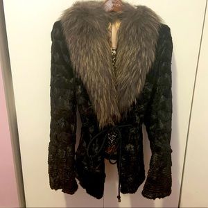 Fur coat with strings